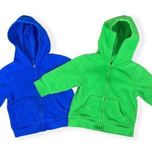 Lot of 2 Hooded Sweatshirts (Blue & Green)- Size 9 Months